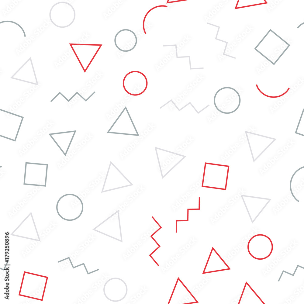 Seamless memphis pattern with white background. Vector repeating texture. Seamless memphis pattern with white background. Vector repeating texture.