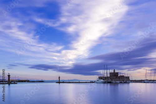 Agios Nikolaos fortress on the Mandraki harbour of Rhodes Greece © Netfalls