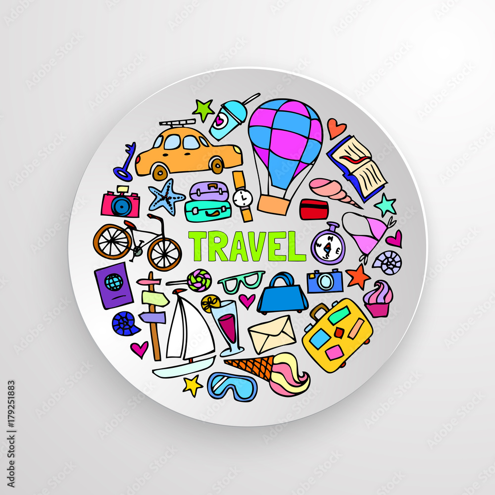 Fototapeta premium travel vintage card color plate