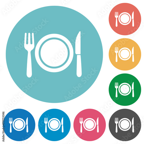 Dinner flat round icons