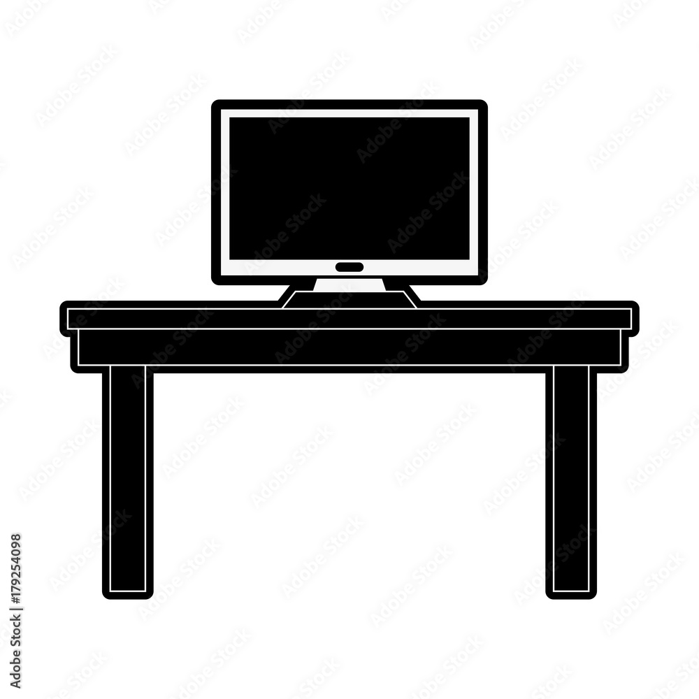 Office desk with elements icon vector illustration graphic design Office desk with elements icon vector illustration graphic design