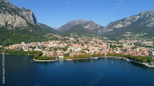 Aerial 4K - Lecco (IT) - Panoramica della Città  photo