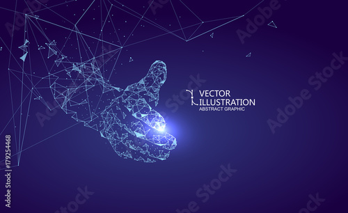 The virtual hand of the line,handshakes, the technical illustration.