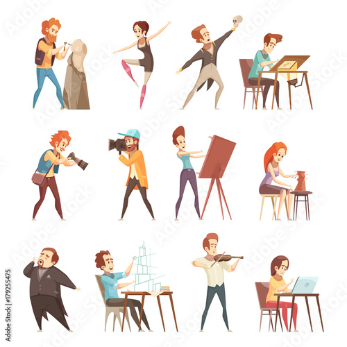 Creative Professions Cartoon Icons Set 