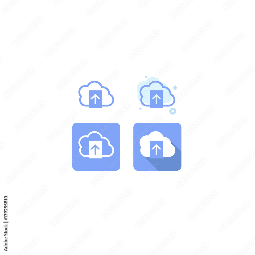 The download and upload to cloud icon blue icon set design. on white background. vector illustration. logo. web. Symbols The download and upload to cloud icon blue icon set design. on white background. vector illustration. logo. web. Symbols