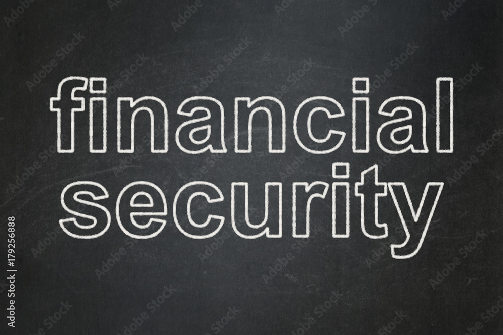 Security concept: text Financial Security on Black chalkboard background Security concept: text Financial Security on Black chalkboard background