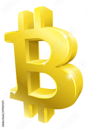 Bitcoin 3d Gold Sign Symbol