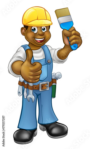 Black Painter Decorator Cartoon Character