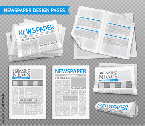 Realistic Newspaper Transparent Set