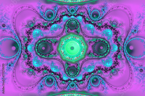 Abstract colorful fractal composition. Magic explosion star with particles. M...