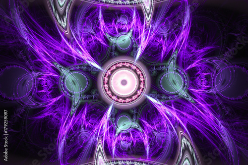 Abstract colorful fractal composition. Magic explosion star with particles. M...