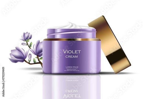 Cream Cosmetics realistic mock up. Vitamins extract products Vector. Hydration cream with logo. Perfect for advertising, flyer, banner, poster. 3d illustrations