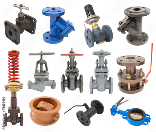 set of flanged pipeline valves photo