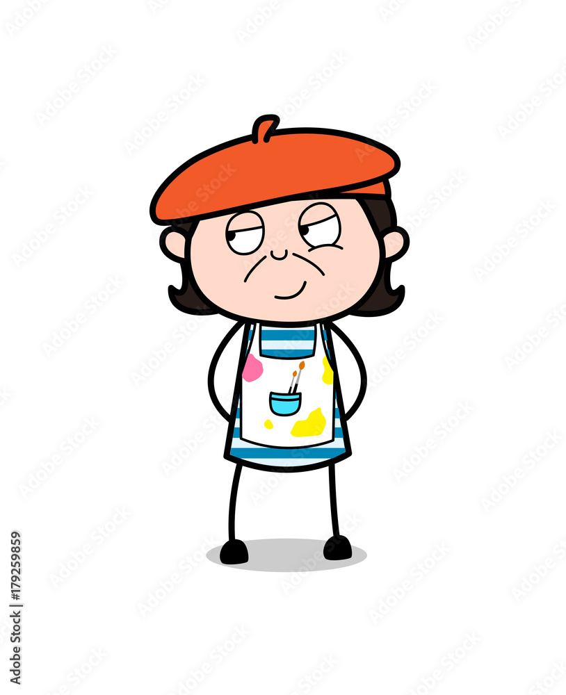 Slightly Smiling and Staring Face - Cartoon Artist Vector Illustration Slightly Smiling and Staring Face - Cartoon Artist Vector Illustration