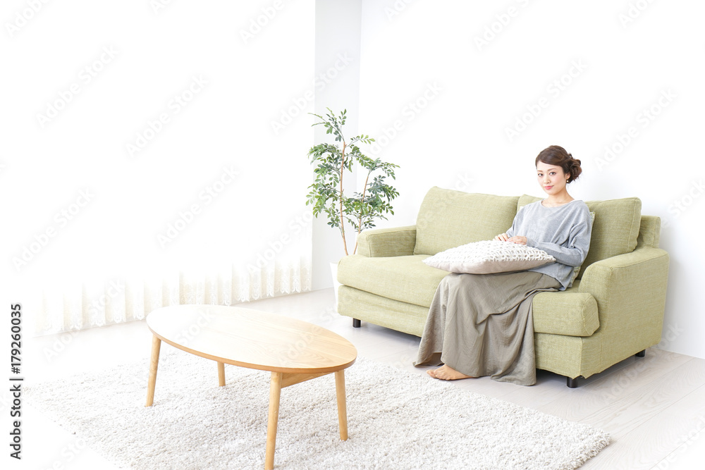 single woman being relaxed at home single woman being relaxed at home