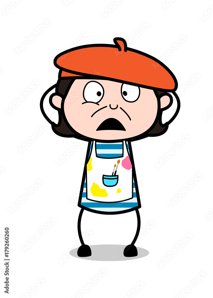 Fearful Face - Cartoon Artist Vector Illustration Fearful Face - Cartoon Artist Vector Illustration