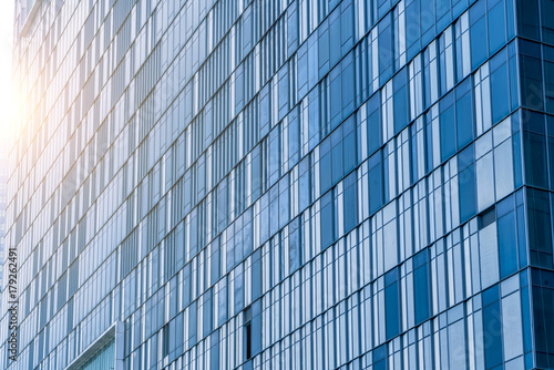 Low angle view of financial district skyscraper glass