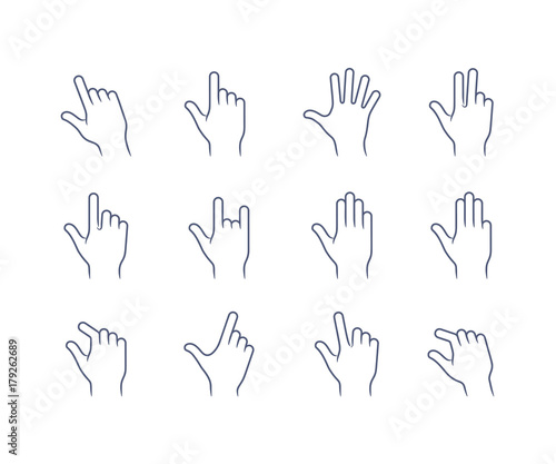 Gesture touch icons for a mobile application manual. User