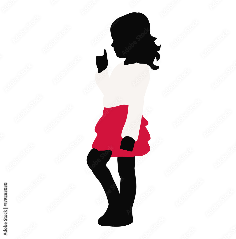 silhouette little girl playing Stock Vector | Adobe Stock