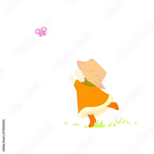 Kids trying catch a butterfly 