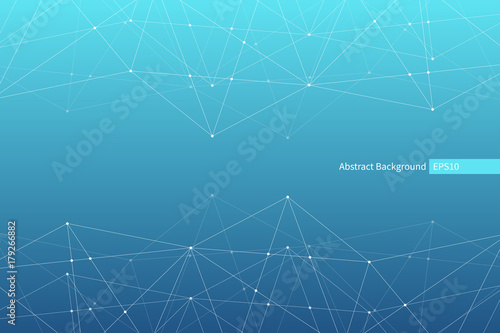 Abstract vector triangle pattern. Blue white geometric polygonal network background. Molecular structure. Infographic scientific illustration for business, marketing project, template, concept design