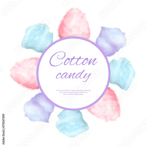 Cotton candy round button surround by sweet sugar