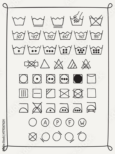 Doodle laundry symbols.