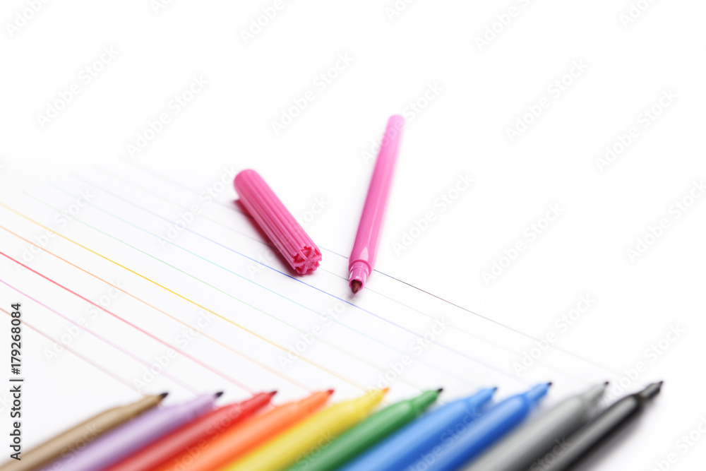 Markers on a white background Markers on a white background
