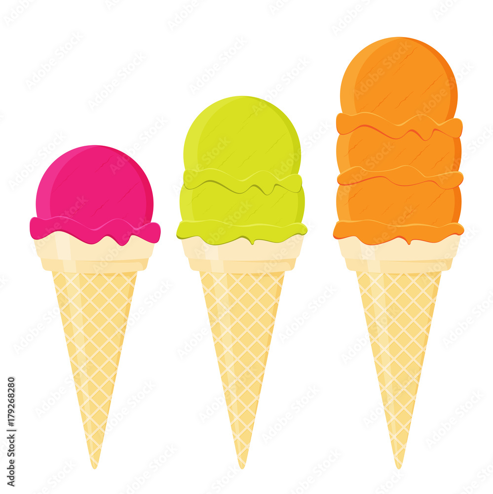 Ice cream flat vector set isolated on white background Ice cream flat vector set isolated on white background