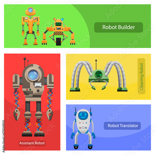 Modern Roobots for Various Needs Illustrations Set