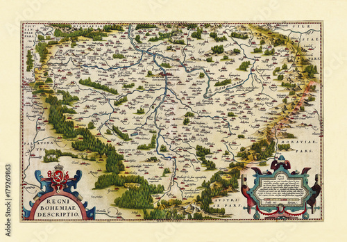 Canvas Print Old map of Bohemia