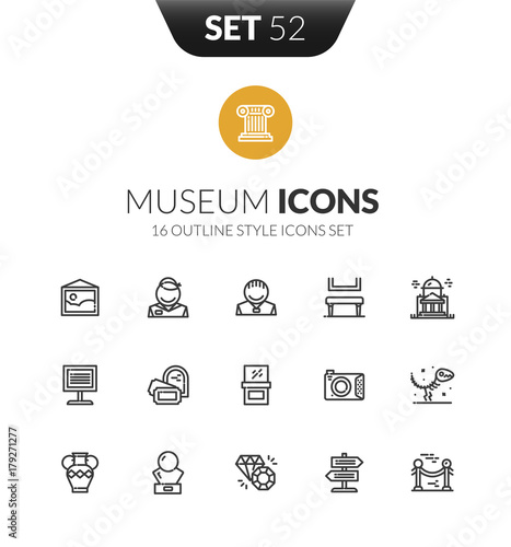 Outline black icons set in thin modern design style