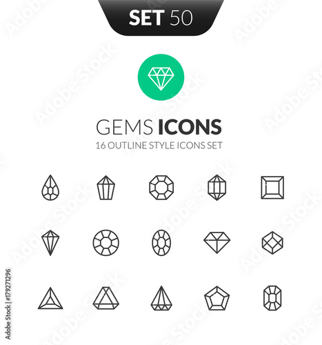 Outline black icons set in thin modern design style