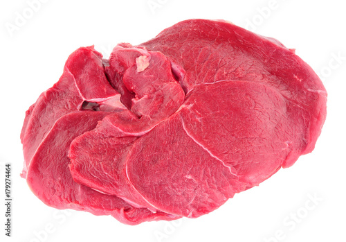 Raw venison meat steaks isolated on a white background