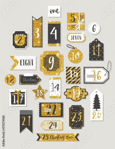 Christmas advent calendar, hand drawn style.