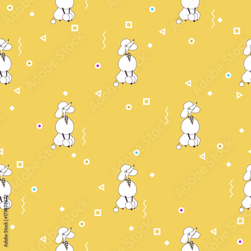 Breeds of dogs, Poodle. Seamless pattern. Minimalism. Dog is a symbol of 2018. Chinese calendar. Vector illustration