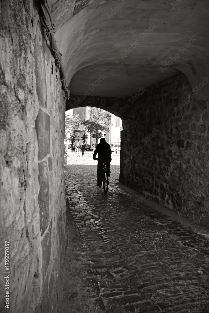 cobbled street of village in black and white cobbled street of village in black and white