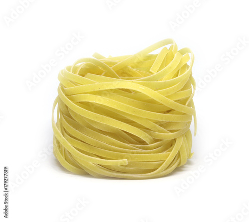 circle raw pasta on the white background