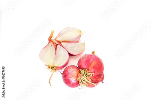 Bulb Red Onion on white background