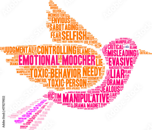 Emotional Moocher Word Cloud on a white background. 