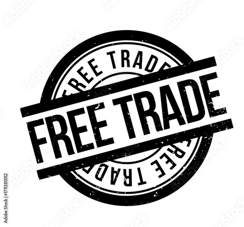 Free Trade rubber stamp. Grunge design with dust scratches. Effects can be easily removed for a clean, crisp look. Color is easily changed.