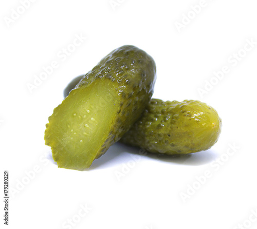 marinated cucumber on the white background