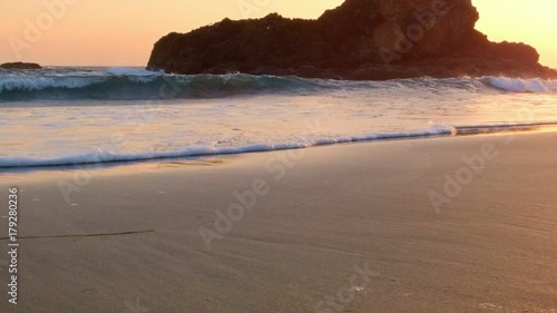 Sandy beach waves and foam at sunset Harris Beach Oregon Coast Oregon 14 photo