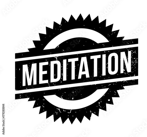 Meditation rubber stamp. Grunge design with dust scratches. Effects can be easily removed for a clean, crisp look. Color is easily changed.