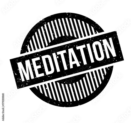 Meditation rubber stamp. Grunge design with dust scratches. Effects can be easily removed for a clean, crisp look. Color is easily changed.