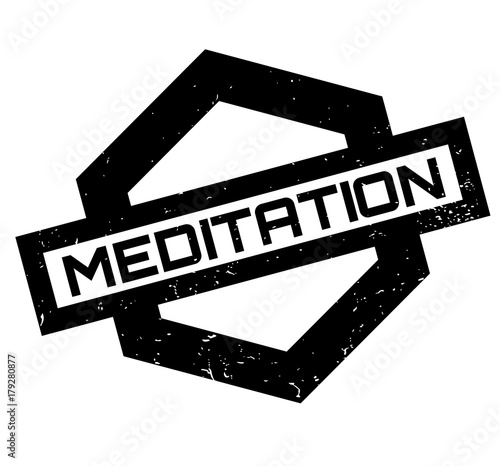 Meditation rubber stamp. Grunge design with dust scratches. Effects can be easily removed for a clean, crisp look. Color is easily changed.