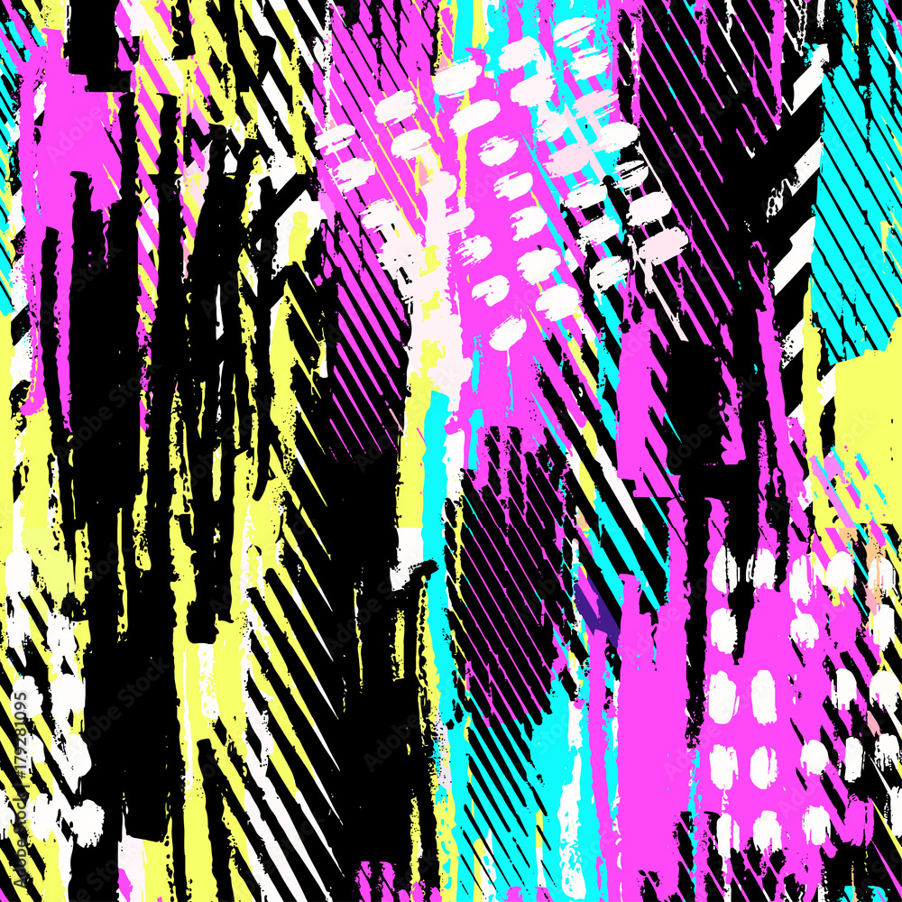 Obraz premium Seamless textile doodle pattern grunge texture.