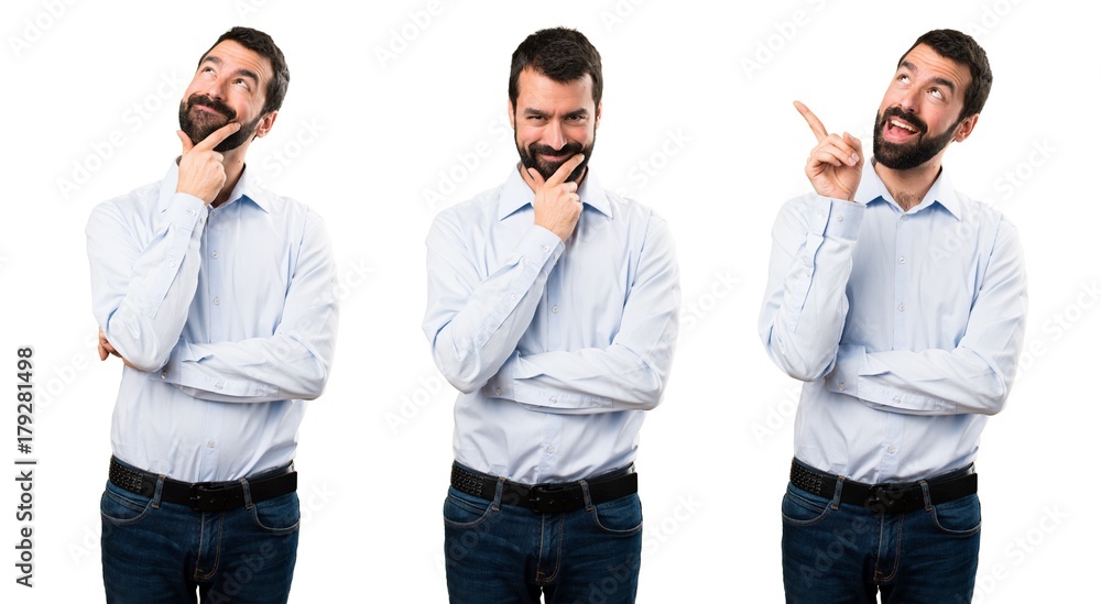 Set of Handsome man with beard thinking Set of Handsome man with beard thinking
