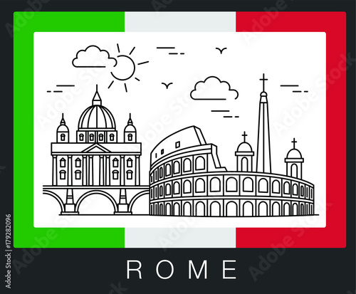 Rome, Italy. Illustration of city sights