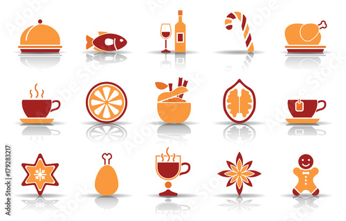 Weihnachten - Festessen Icon-Set (Orange)